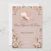 プリンセスキャリッジヴィンテージピンクローゼベビーシャワー 招待状 (正面)