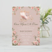 プリンセスキャリッジヴィンテージピンクローゼベビーシャワー 招待状 (スタンド正面)