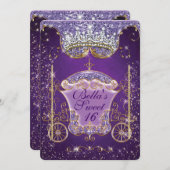 プリンセスキャリッジ宝石のパーティーの誕生日の招待状 招待状 (正面/裏面)