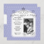 プリンセスキャリッジ水玉模様スワール写真ベビーガール 案内状 (正面/裏面)