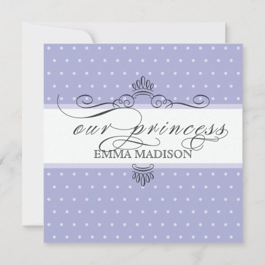 プリンセスキャリッジ水玉模様スワール写真ベビーガール 案内状 (裏面)