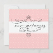 プリンセスキャリッジ水玉模様スワール写真ベビーガール 案内状 (裏面)