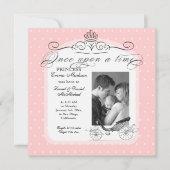 プリンセスキャリッジ水玉模様スワール写真ベビーガール 案内状 (正面)