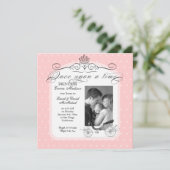 プリンセスキャリッジ水玉模様スワール写真ベビーガール 案内状 (スタンド正面)