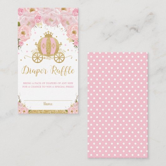 プリンセスキャリッジ赤面ピンクフローラおむつラッフル エンクロージャーカード (正面/裏面)