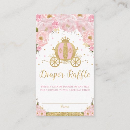 プリンセスキャリッジ赤面ピンクフローラおむつラッフル エンクロージャーカード (正面)