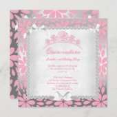 プリンセスキンセアニェラかわいらしフローラピンク誕生日 招待状 (正面/裏面)