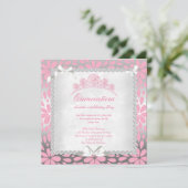 プリンセスキンセアニェラかわいらしフローラピンク誕生日 招待状 (スタンド正面)