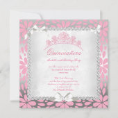 プリンセスキンセアニェラかわいらしフローラピンク誕生日 招待状 (正面)