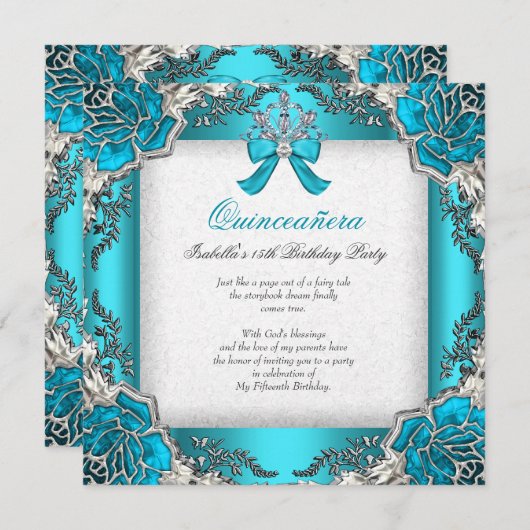 プリンセスキンセアニェラアクアティール(緑がかった色)15th誕生日2 招待状 (正面/裏面)