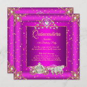 プリンセスキンセアニェラエリートマジェンタ金ゴールドスパークル 招待状 (正面/裏面)