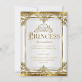 プリンセスキンセアニェラエレガント金ゴールドホワイトパール2 招待状 (正面)