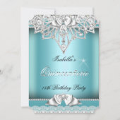 プリンセスキンセアニェラガールティール（緑がかった色）レース15thパーティー3 招待状 (正面)