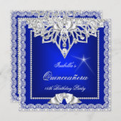 プリンセスキンセアニェラガールティール（緑がかった色）王室のブルーティアラ 招待状 (正面/裏面)