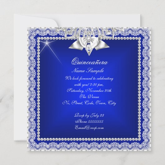 プリンセスキンセアニェラガールティール（緑がかった色）王室のブルーティアラ 招待状 (裏面)