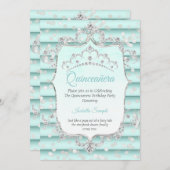 プリンセスキンセアニェラソフトティール（緑がかった色）ブルーダイヤモンド 招待状 (正面/裏面)