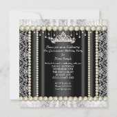 プリンセスキンセアニェラダイヤモンドレース白黒 招待状 (裏面)