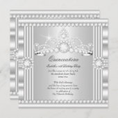 プリンセスキンセアニェラティアラシルバーホワイトサテン 招待状 (正面/裏面)