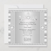 プリンセスキンセアニェラティアラシルバーホワイトサテン 招待状 (裏面)