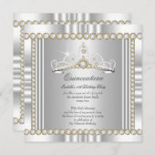 プリンセスキンセアニェラティアラ金ゴールドシルバーホワイト 招待状 (正面/裏面)