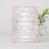 プリンセスキンセアニェラバースデーパーティーピンクシルバー 招待状 (スタンド正面)