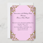 プリンセスキンセアニェラパーティーピンク金ゴールドホワイト 招待状 (裏面)