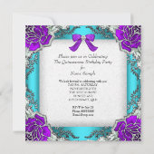 プリンセスキンセアニェラパープルティール（緑がかった色）15th誕生日 招待状 (裏面)