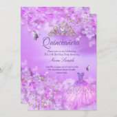 プリンセスキンセアニェラパープルピンクフローラドレス 招待状 (正面/裏面)