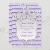 プリンセスキンセアニェラパープル薄紫ダイヤモンド銀 招待状 (正面/裏面)