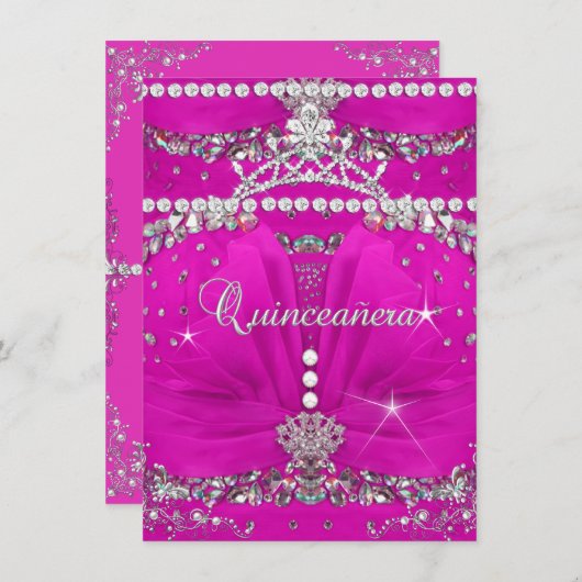 プリンセスキンセアニェラピンクベジュエリドドレス 招待状 (正面/裏面)