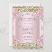 プリンセスキンセアニェラピンク金ゴールドダイアモンドティアラ 招待状 (裏面)