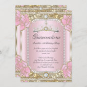 プリンセスキンセアニェラピンク金ゴールドダイアモンドティアラ 招待状 (正面/裏面)