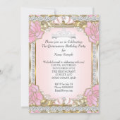 プリンセスキンセアニェラピンク金ゴールド15誕生日 招待状 (裏面)