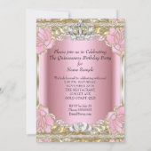 プリンセスキンセアニェラピンク金ゴールド15thバースデーパーティー 招待状 (裏面)