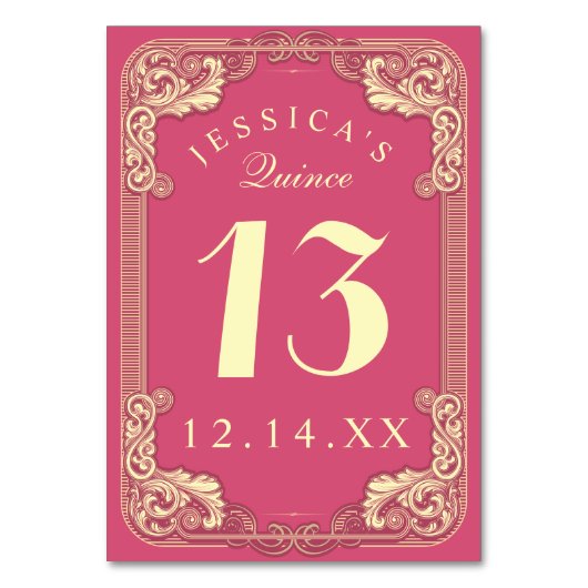 プリンセスキンセアニェラピンク テーブルナンバー (裏面)