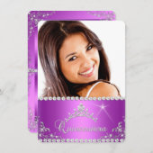 プリンセスキンセアニェラフォトパープルピンク 招待状 (正面/裏面)