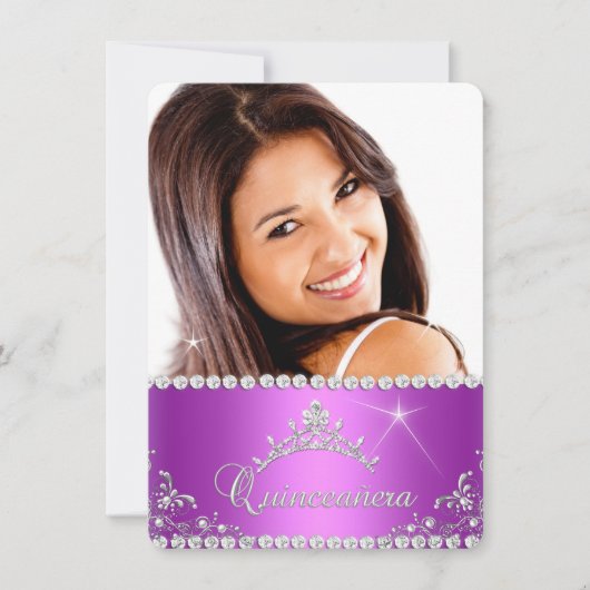 プリンセスキンセアニェラフォトパープルピンク 招待状 (正面)