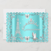 プリンセスキンセアニェラマジカルティール(緑がかった色)ブルーシルバーヒール 招待状 (正面)