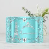 プリンセスキンセアニェラマジカルティール(緑がかった色)ブルーシルバー 招待状 (スタンド正面)