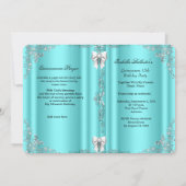 プリンセスキンセアニェラマジカルティール(緑がかった色)ブルーシルバー 招待状 (裏面)