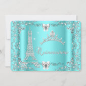 プリンセスキンセアニェラマジカルティール(緑がかった色)ブルーシルバー 招待状 (正面)