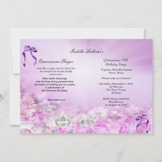 プリンセスキンセアニェラマジカルパープルキャリッジ 招待状 (裏面)