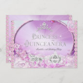 プリンセスキンセアニェラマジカルピンクパープルシルバー3 招待状 (正面/裏面)