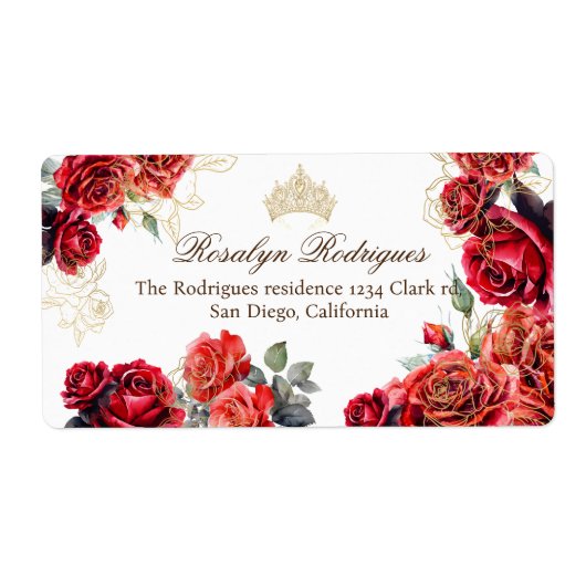 プリンセスキンセアニェラレッドローゼス誕生日 ラベル (正面)