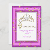 プリンセスキンセアニェラ金ゴールドパープルピンク誕生日 招待状 (正面)