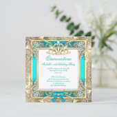 プリンセスキンセアニェラ金ゴールドホットティール(緑がかった色)シルバーホワイト 招待状 (スタンド正面)