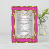 プリンセスキンセアニェラ15誕生日ピンク金ゴールド 招待状 (スタンド正面)