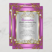 プリンセスキンセアニェラ15誕生日ピ王室のンク 招待状 (正面/裏面)