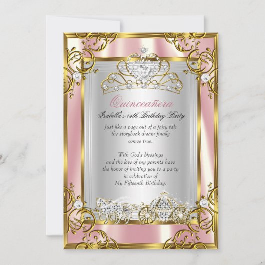 プリンセスキンセアニェラ15th誕生日ピンクピーチ2 招待状 (正面)