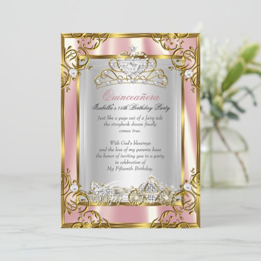 プリンセスキンセアニェラ15th誕生日ピンクピーチ2 招待状 (スタンド正面)